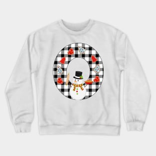 BW Buffalo Checks Pattern Monogram O | Snowman Crewneck Sweatshirt